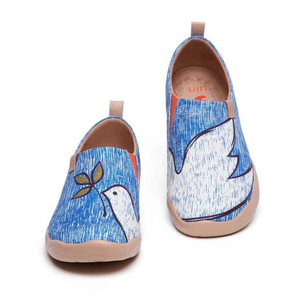 UIN Women's Slip On Loafers Canvas Flats Walking Casual Travel Shoes(White Dove)